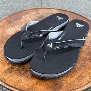 Adidas Sandals Wm 9 Black Flip Flops Cloudfoam Ultra Comfort Thong Athletic